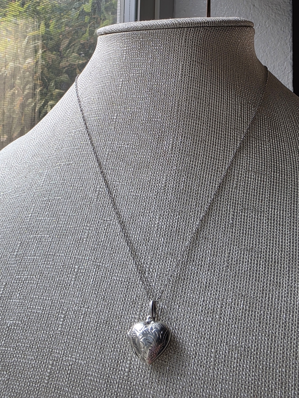 Vintage 925 Sterling Silver Ornate Puffy Heart Pendant Necklace 18” - Picture 13 of 14
